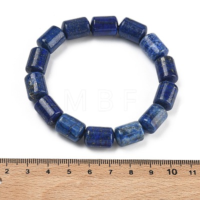 Column Dyed Natural Lapis Lazuli Beads Stretch Bracelets for Women Men BJEW-A148-01A-15-1
