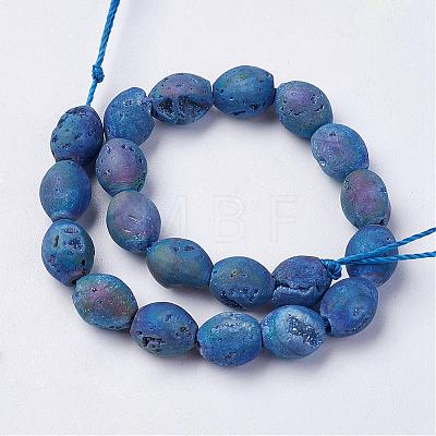 Electroplated Natural Druzy Geode Agate Bead Strands G-P251-E02-1