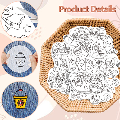 4 Sheets 11.6x8.2 Inch Stick and Stitch Embroidery Patterns DIY-WH0455-192-1