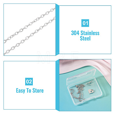 1Pc 304 Stainless Steel Cable Chain Necklaces NJEW-TA0001-24V-1