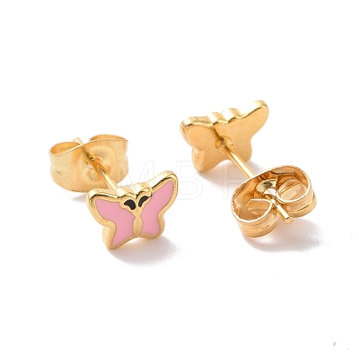 Enamel Butterfly Stud Earrings with 316L Surgical Stainless Steel Pins EJEW-P204-04G-03-1