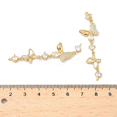 Brass Pave Clear Cubic Zirconia Connector Charms KK-Z139-12G-02-1