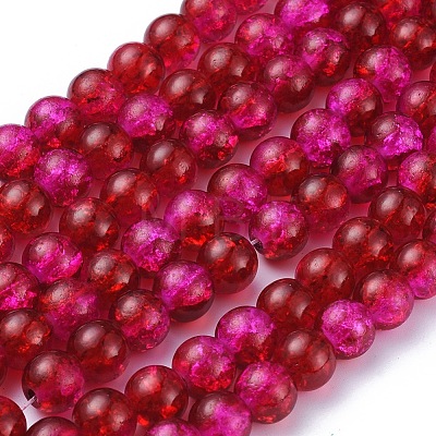 Crackle Glass Beads Strands X-CCG-Q002-8mm-08-1