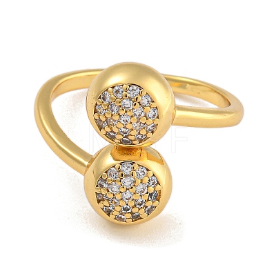 Brass Micro Pave Cubic Zirconia Cuff Rings RJEW-P127-07G-1