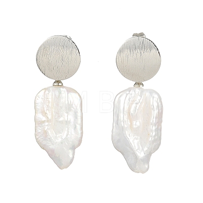 Natural Baroque Pearl Keshi Pearl Dangle Stud Earrings for Women EJEW-JE07044-1