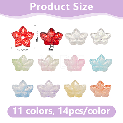154Pcs 11 Colors Baking Paint Handmade Lampwork Bead Caps LAMP-DC0001-29-1