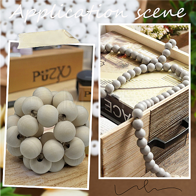 150Pcs Spray Painted Round Natural Schima Wood Beads WOOD-PA0001-69A-1