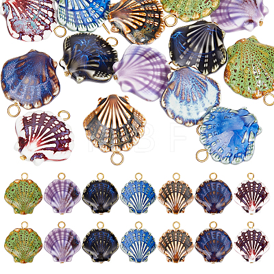 14Pcs 7 Colors Handmade Porcelain Pendants PALLOY-PH01940-1