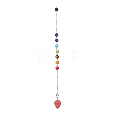 Chakra Synthetic & Natural Mixed Gemstone Pointed Dowsing Pendulums PALLOY-JF02608-01-1