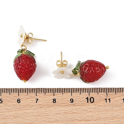 Handmade Lampwork & Acrylic Stud Dangle Earrings EJEW-JE07216-1