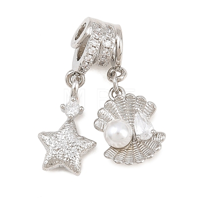 Brass Micro Pave Clear Cubic Zirconia Dangle Beads CU-CBAF1EE-08P-1
