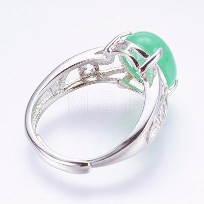 Adjustable Oval Natural Agate Finger Rings RJEW-P059-G01-1