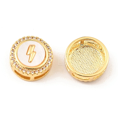 Brass Micro Pave Clear Cubic Zirconia Slide Charms KK-K342-09G-02-1
