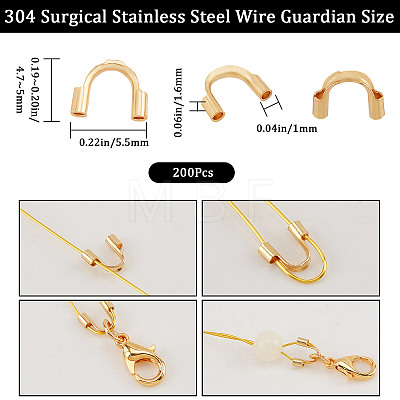 200Pcs 304 Surgical Stainless Steel Wire Guardian and Protectors STAS-CN0001-28-1