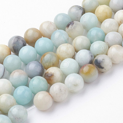 Natural Flower Amazonite Bead Strands G-G735-61-8mm-1