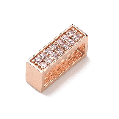 Brass Micro Pave Clear Cubic Zirconia Slide Charms KK-A300-12RG-1