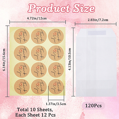 CRASPIRE 120Pcs Flat Translucent Glassine Waxed Paper Treat Bags Cookie Bags STIC-CP0001-11D-1