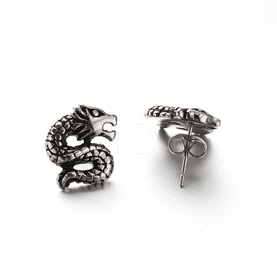 Retro 304 Stainless Steel Dragon Ear Studs EJEW-P057-05-1