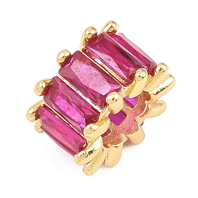Brass Micro Pave Cubic Zirconia European Beads KK-C170-34G-01-1