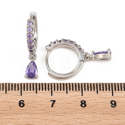 Brass Micro Pave Cubic Zirconia Hoop Dangle Earrings KK-Z166-13P-01-1