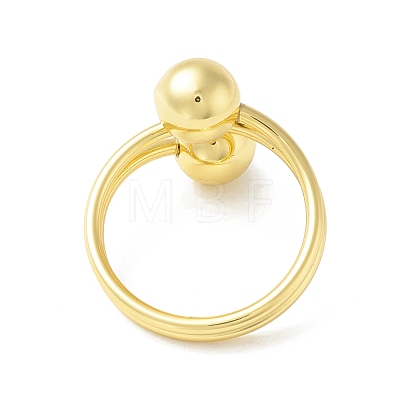 Rack Plating Brass Double Ball Finger Ring RJEW-B037-01G-1