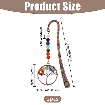 2Pcs Tibetan Style Alloy Hook Bookmarks AJEW-GL0003-51-1