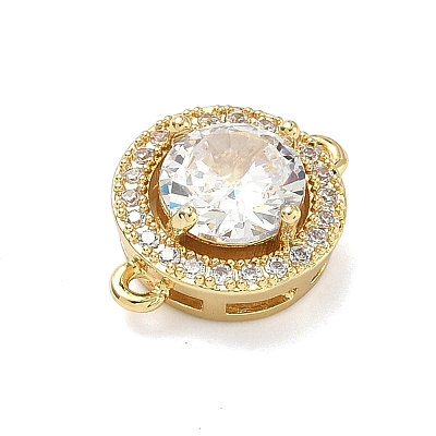 Brass Pave Clear Cubic Zirconia Connector Charms KK-C254-09G-1