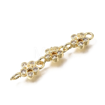 Brass Pave Cubic Zirconia Flower Connector Charms CU-E002-07G-01-1