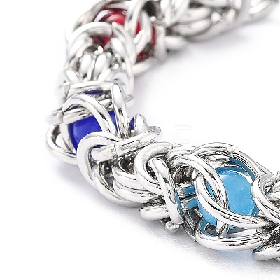 304 Stainless Steel Byzantine Chain Bracelet for Girl Women BJEW-Z011-17P-1