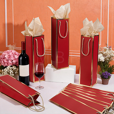 55Pcs Paper Wine Package Bags with Rope Handles CARB-UN0001-03B-1
