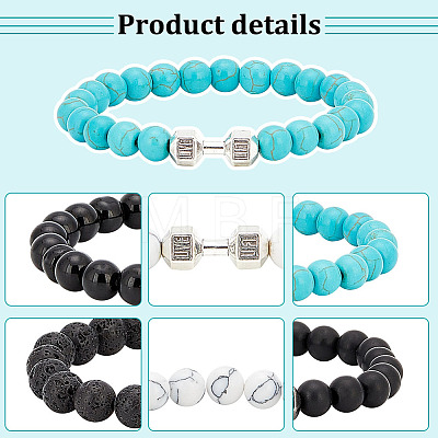 5Pcs 5 Style Natural & Synthetic Mixed Gemstone & Alloy Beaded Stretch Bracelets Set for Women BJEW-FI0001-01-1