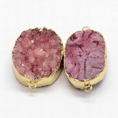 Electroplated Natural & Dyed Druzy Agate Links connectors G-N0168-018D-1