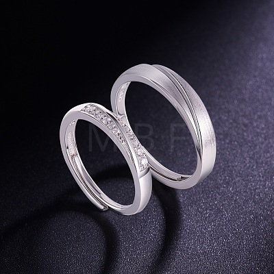 SHEGRACE Adjustable Frosted 925 Sterling Silver Couple Rings JR245A-1