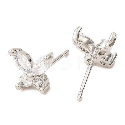 Butterfly Platinum Brass Stud Earrings EJEW-L270-07P-05-1