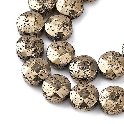 Electroplated Natural Lava Rock Beads Strands G-A256-F01-01F-1