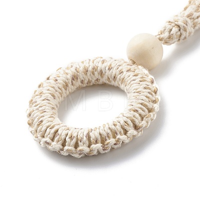 Ring Macrame Cotton Cord Pendant Decorations HJEW-JM00752-1