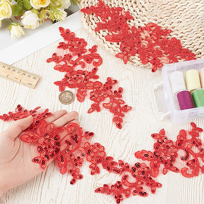 2Pairs Leaves Polyester Embroidery Ornaments Accessories DIY-GF0014-46E-1