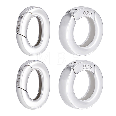 4Pcs 2 Styles 925 Sterling Silver Spring Gate Rings STER-PH0004-32S-1