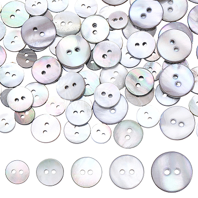 80Pcs 5 Styles 2-Hole Shell Buttons BUTT-ME0001-44-1