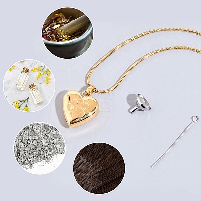 1Pc Stainless Steel Paw Print Heart Urn Ashes Pendant Necklaces NJEW-CN0001-15G-1