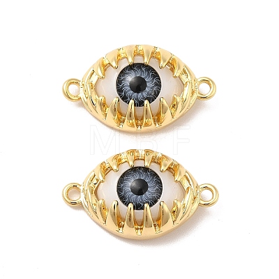 Evil Eye Resin Brass Connector Charms RESI-E026-01G-01-1