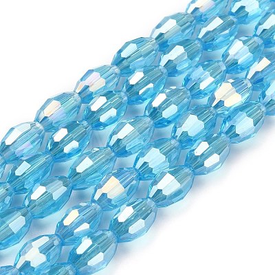 Electroplate Glass Beads Strands GC6X9MMC20Y-AB-1
