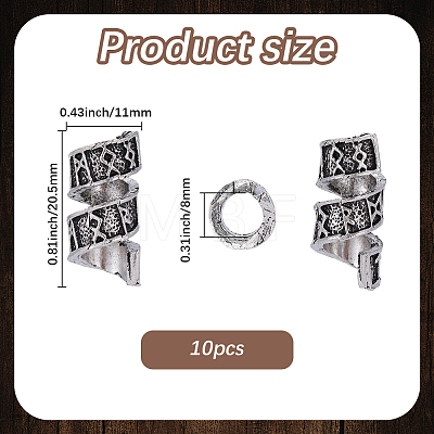 10Pcs Tibetan Style Zinc Alloy Dreadlocks Braiding Beads FIND-PA0001-77-1