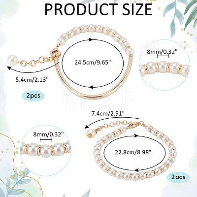   4Pcs 2 Styles Plastic Pearl Beaded Anklets Set AJEW-PH0011-64-1