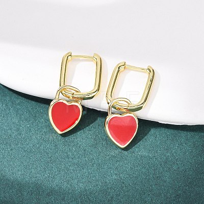 Brass Heart Hoop Earrings EJEW-C174-04G-1