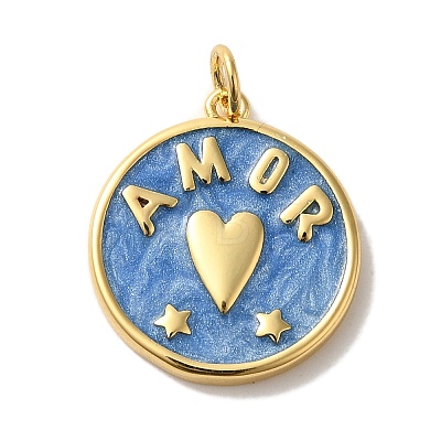 Brass Enamel Pendants KK-U027-17G-03-1