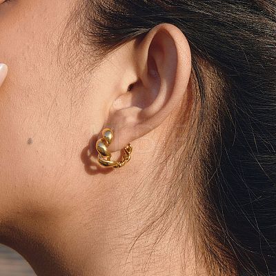 Twist 304 Stainless Steel Hoop Earrings for Women SA-CBA0E8A-05G-1