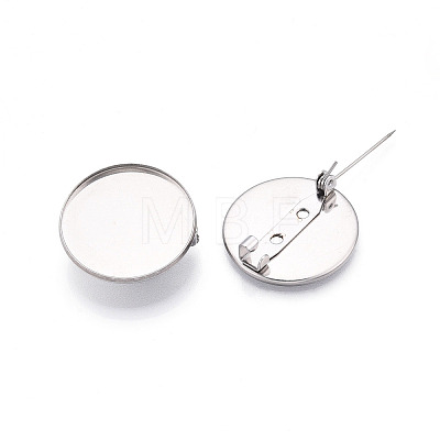 304 Stainless Steel Brooch Cabochon Settings STAS-E547-08F-P-1