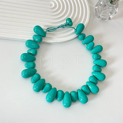 Resin Teardrop Beaded Necklaces for Women FS-WG19753-03-1