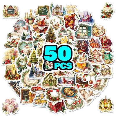 50Pcs Christmas Theme Paper Stickers PW-WG362C2-01-1